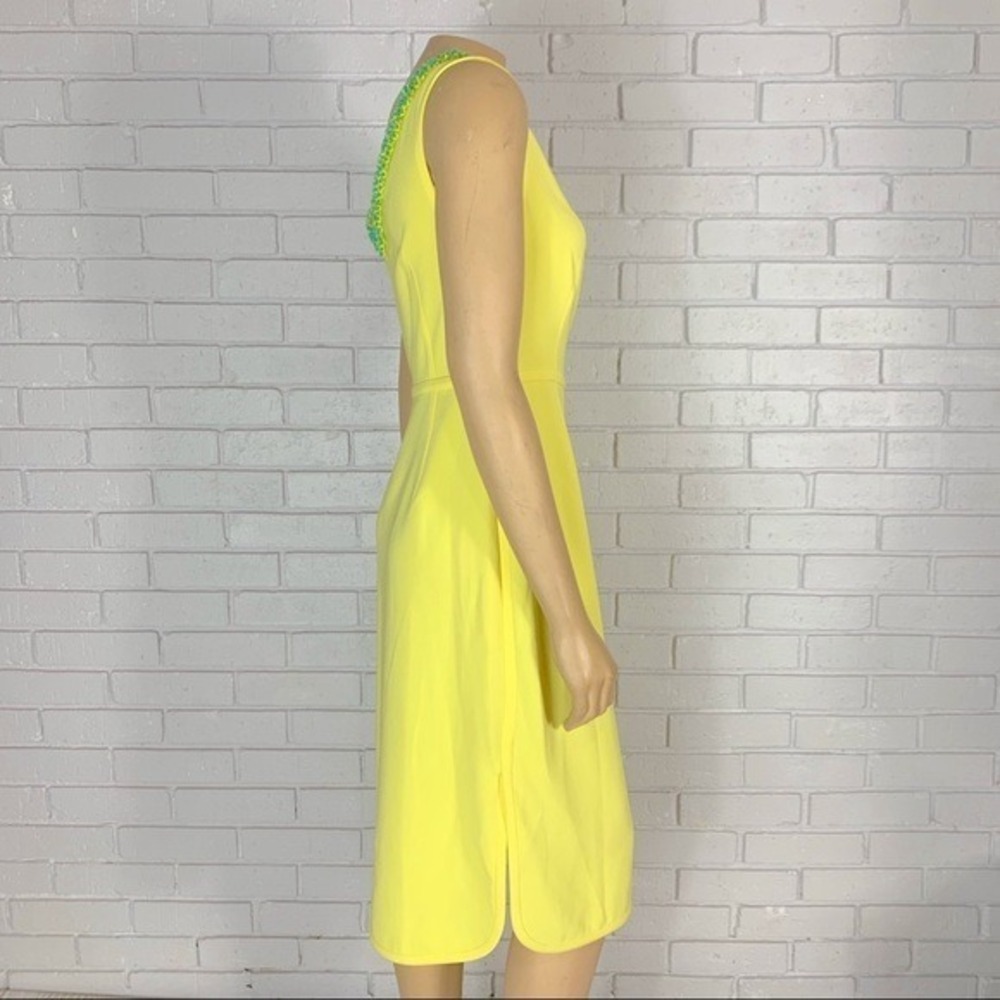 Tory Burch Yellow Portia Beaded V-Neck Sleeveless Sheath Dress NWT Sz 4 - Picture 8 of 9